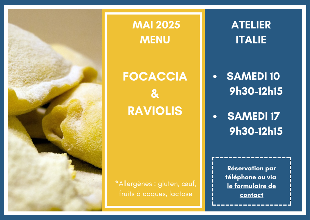menu cours de cuisine mai